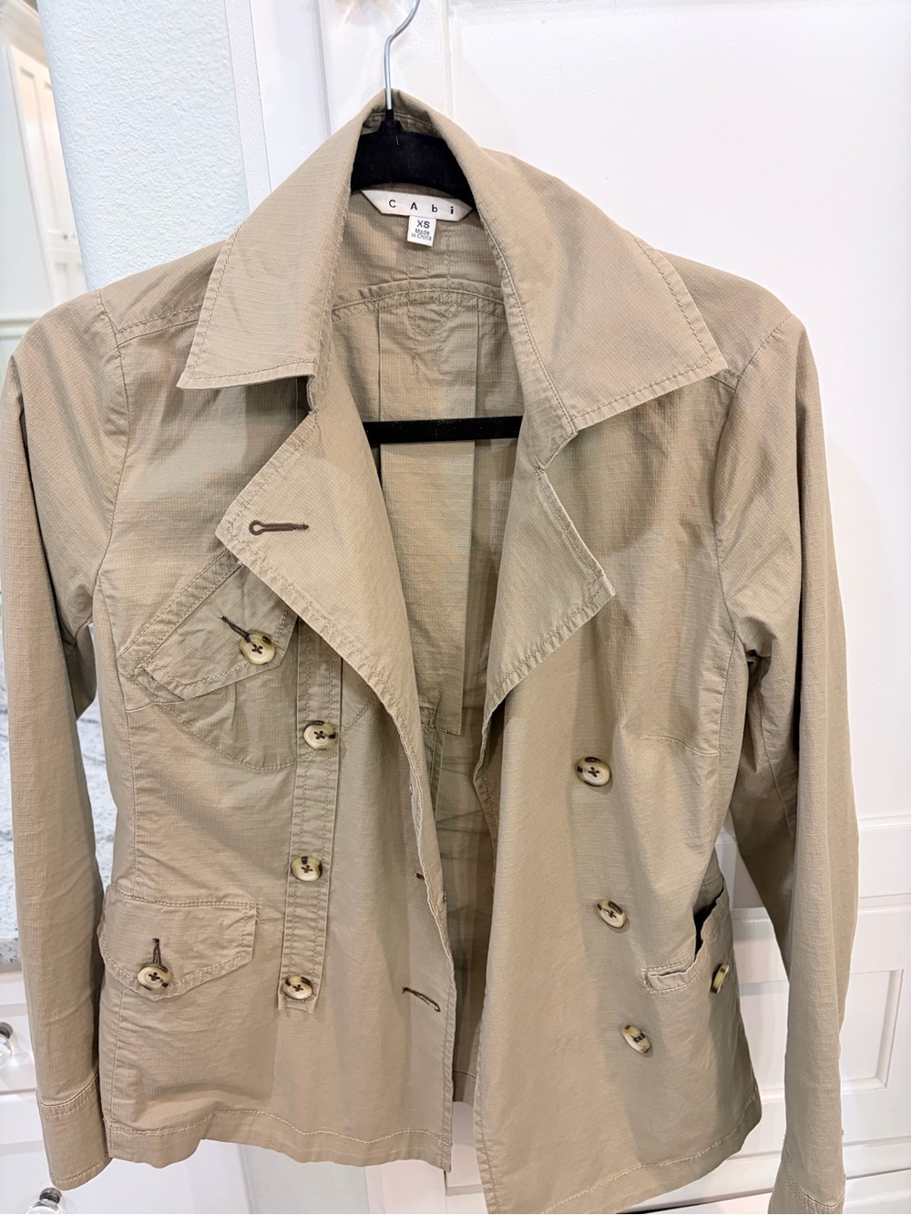 CAbi Khaki Utility Jacket with Button Front